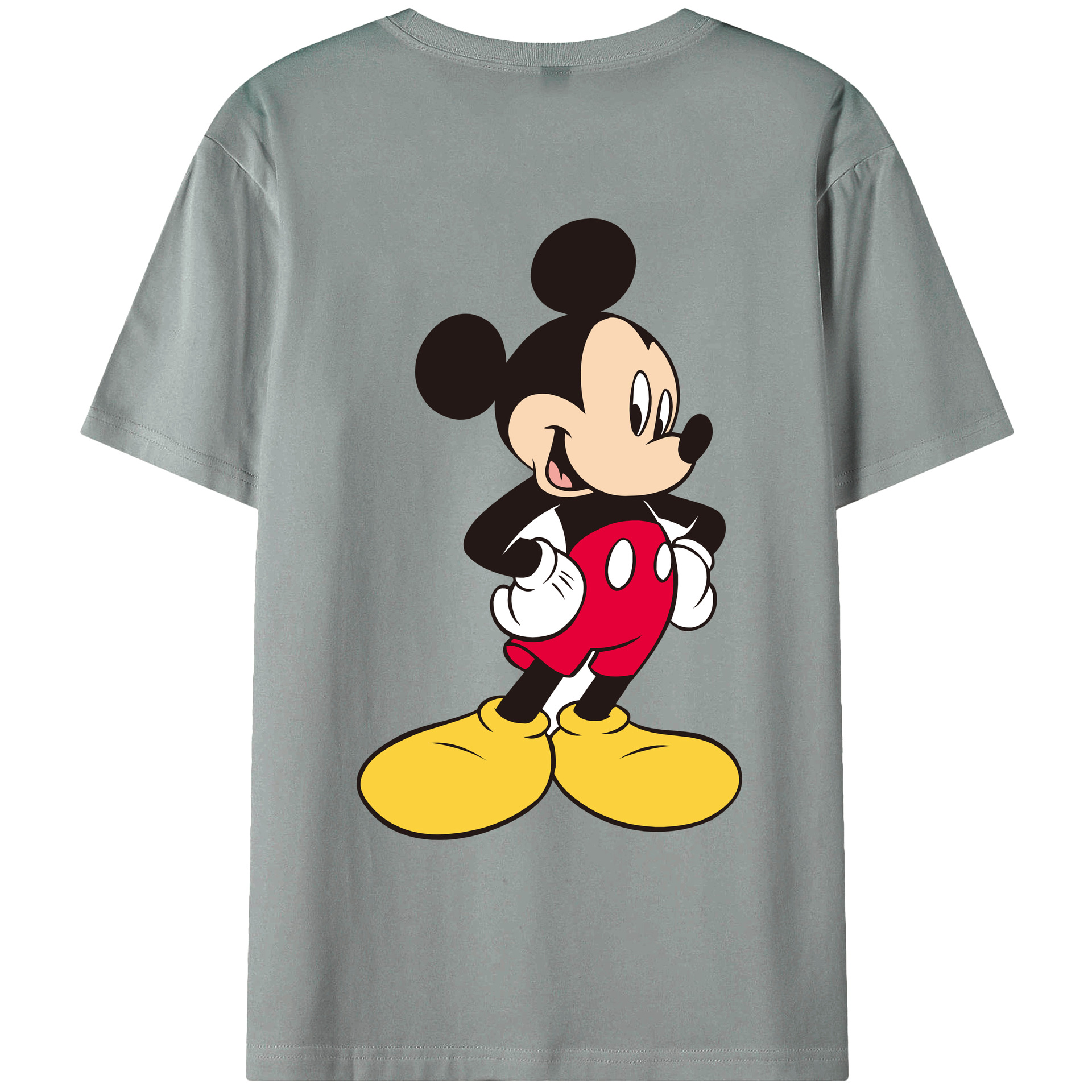 ミッキーマウス Mickey Mouse 綿100％ メンズ半袖Tシャツ（バックプリント） 通気性